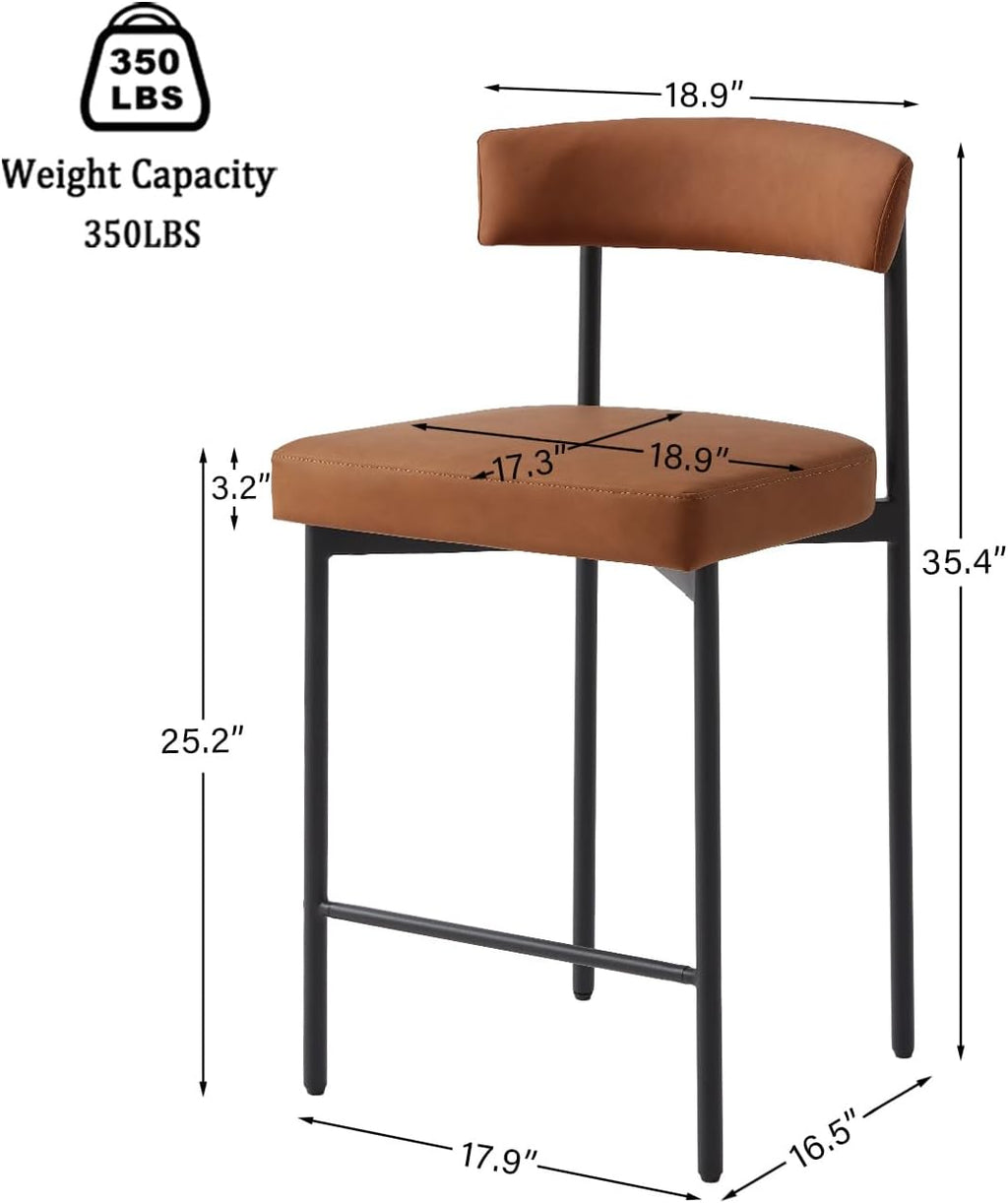 Brown Curved Back Counter Stools Set of 3