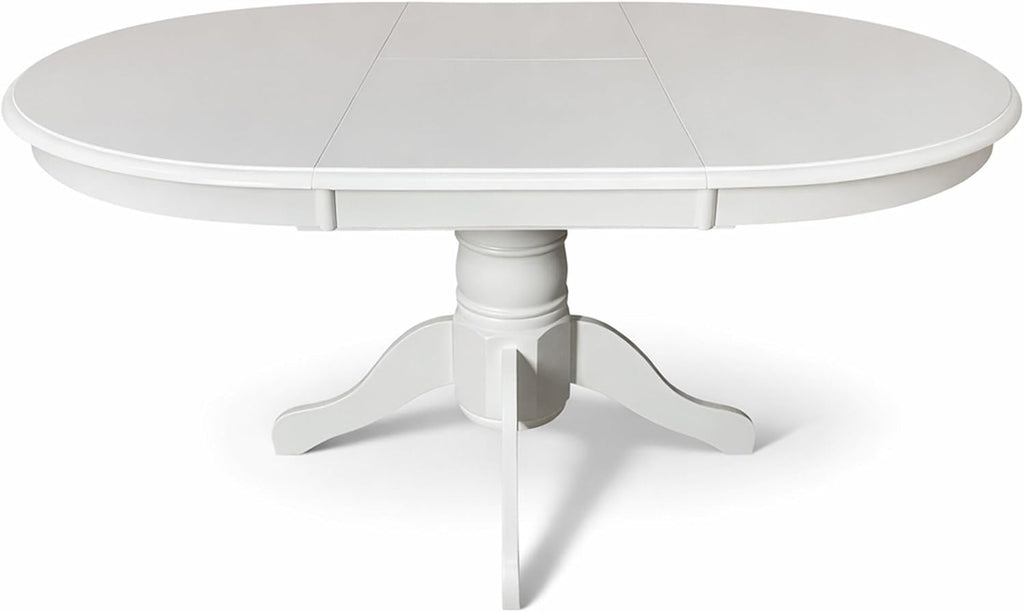 White Rubberwood Extendable Oval Dining Table 60 Inch