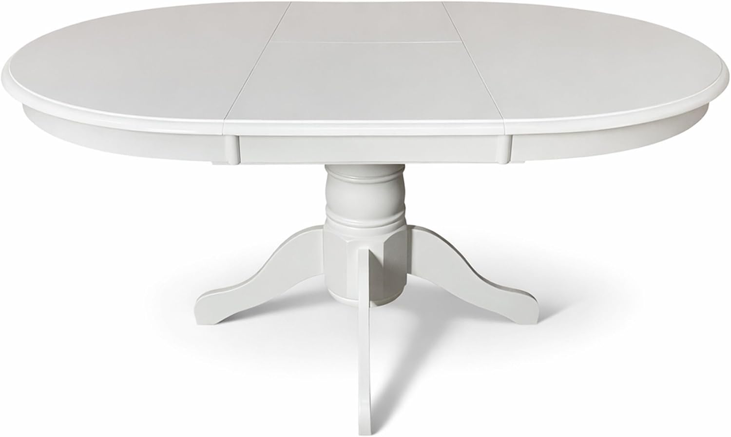White Rubberwood Extendable Oval Dining Table 60 Inch