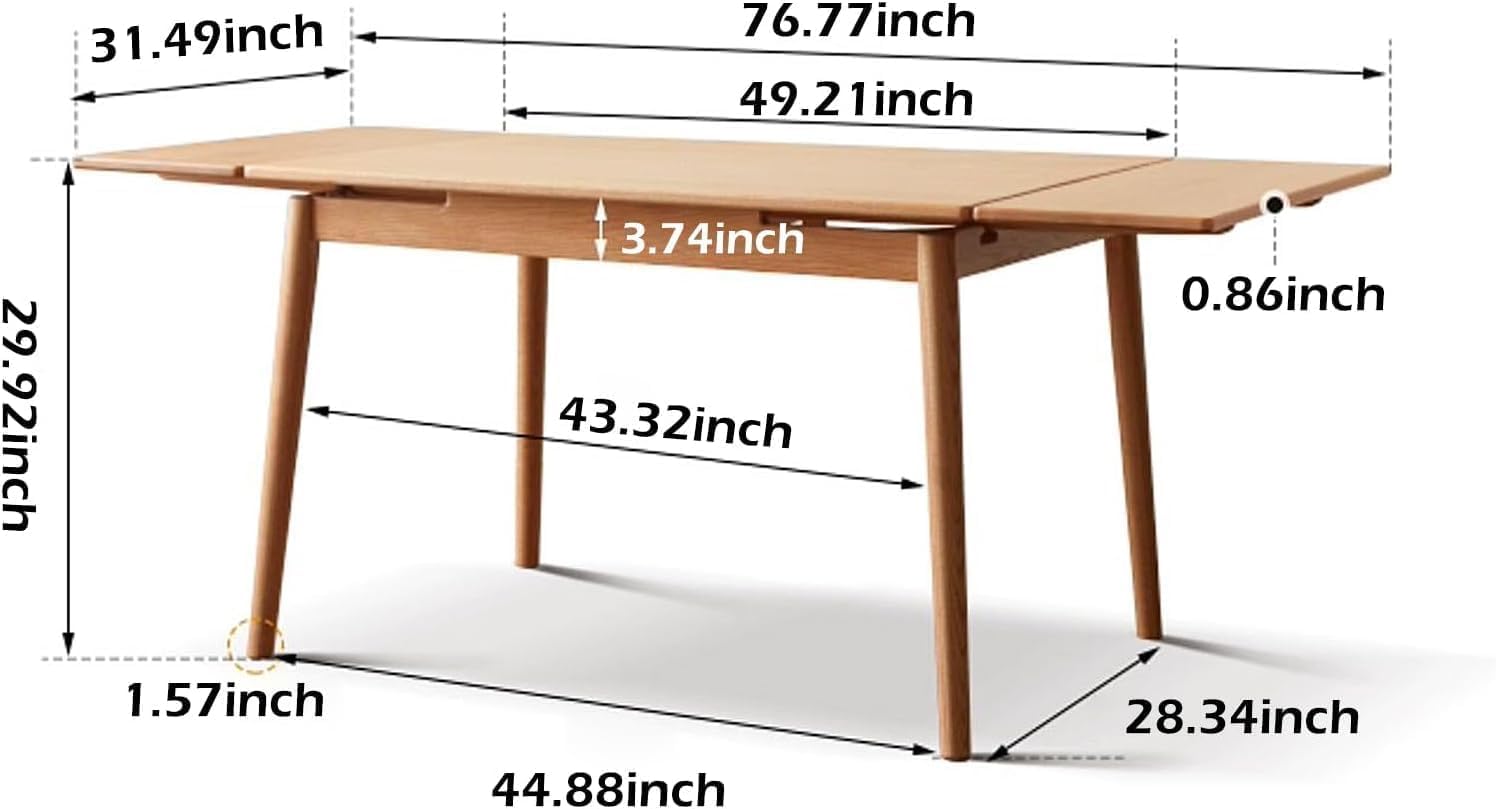 Natural Oak Mid Century Extendable Dining Table for 6-10
