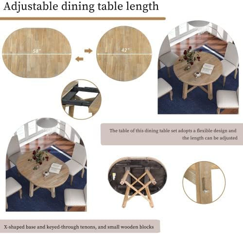 Natural Wash Farmhouse Oval Extendable Dining Table