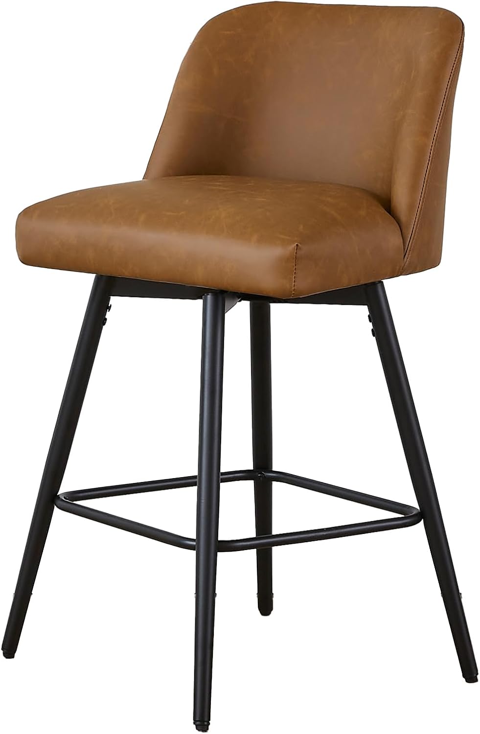 Saddle Brown High Back Swivel Counter Stools Set of 2