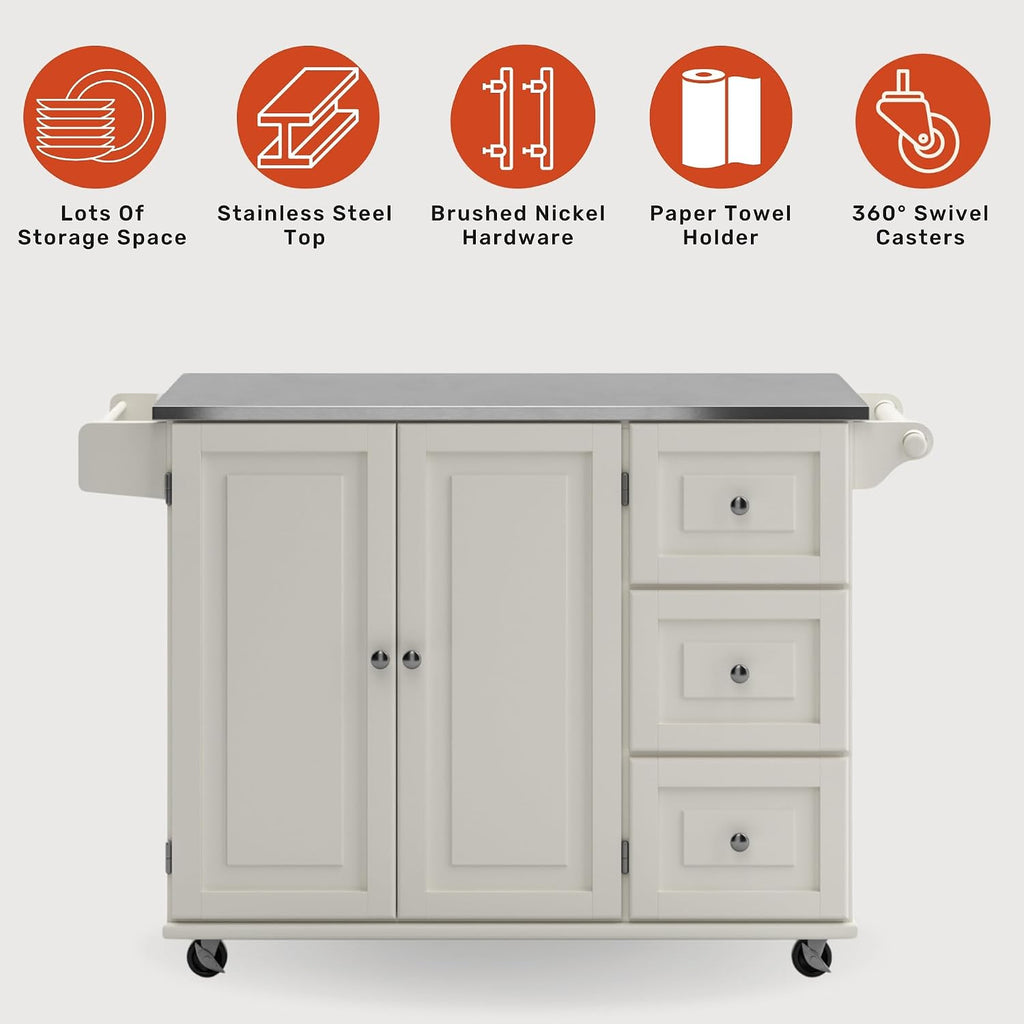 Off White Stainless Steel Kitchen Island