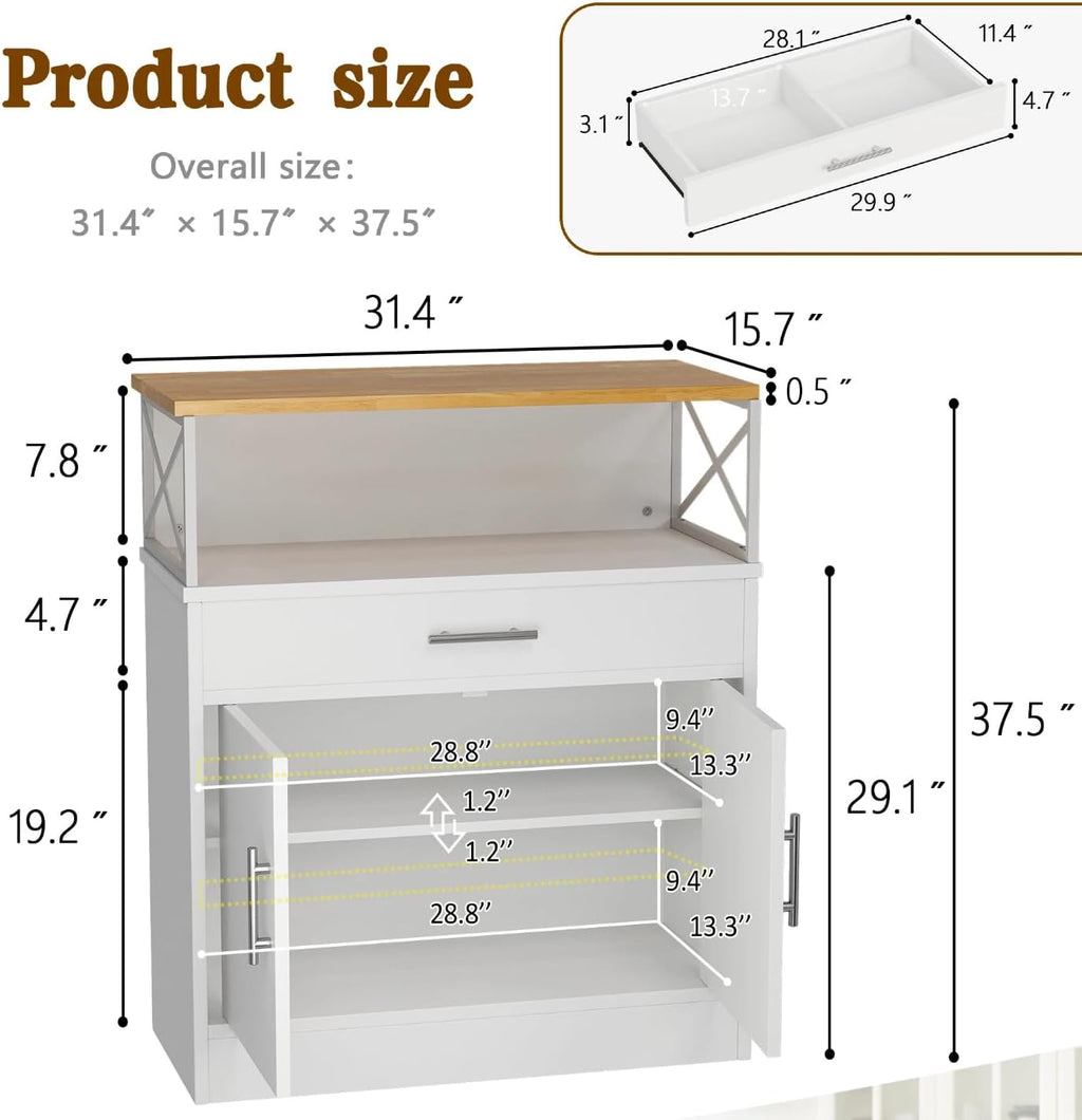 White Farmhouse Coffee Bar Cabinet