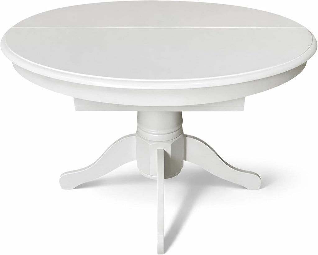 White Rubberwood Extendable Oval Dining Table 60 Inch
