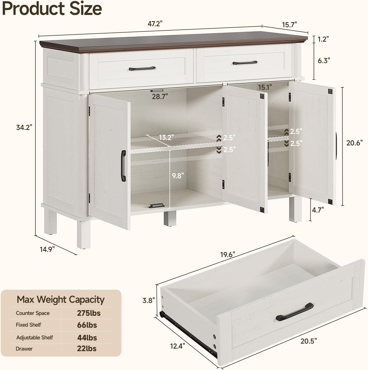 Off White Farmhouse Coffee Bar Sideboard
