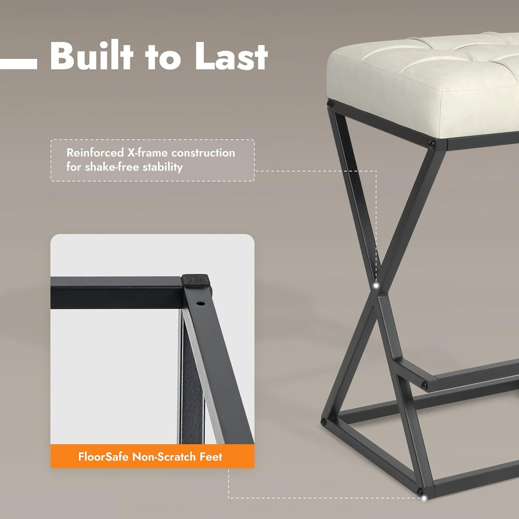 Cream White Backless Counter Stools Set of 2