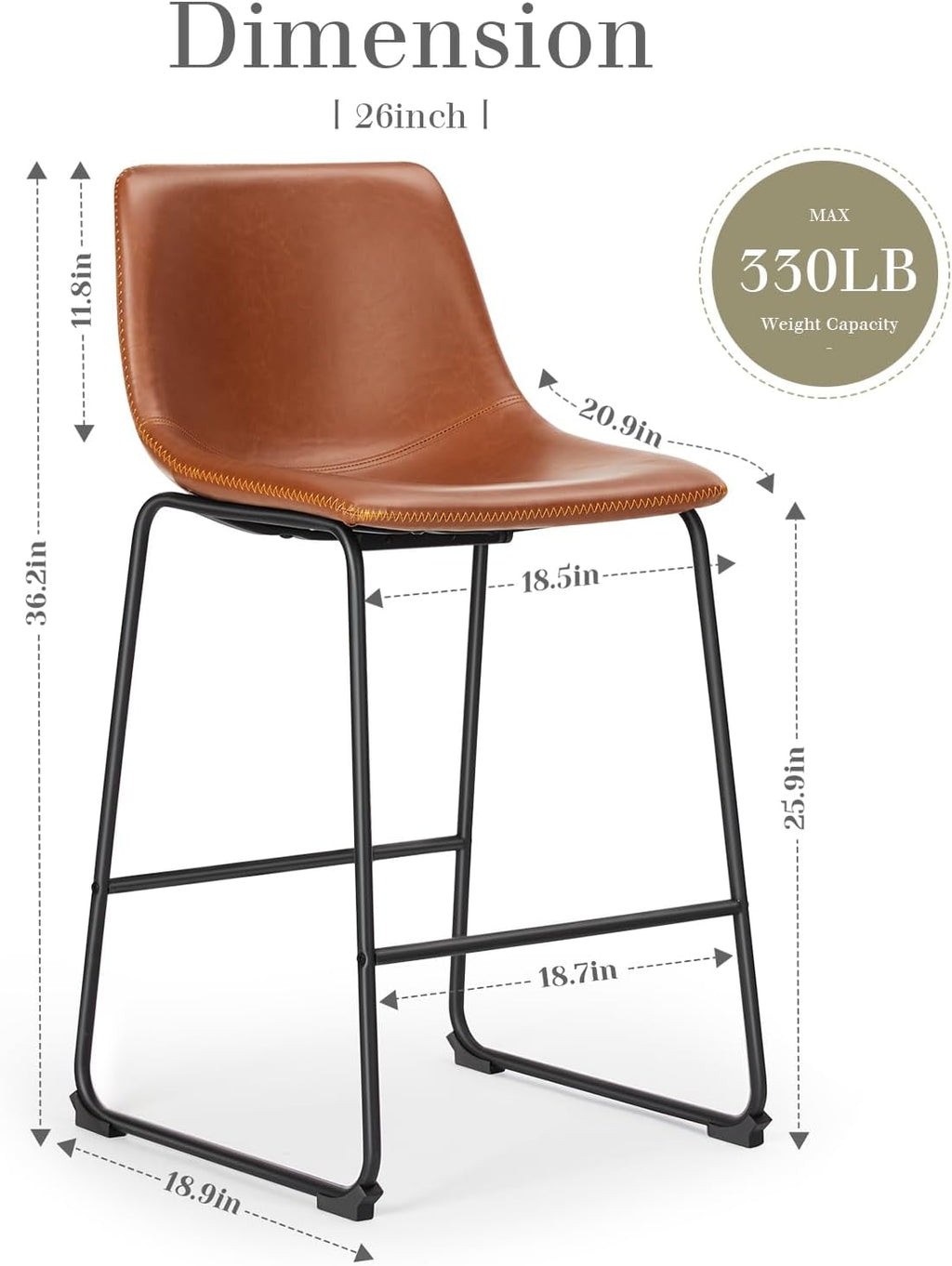 Brown Metal Leg Counter Stools Set of 4