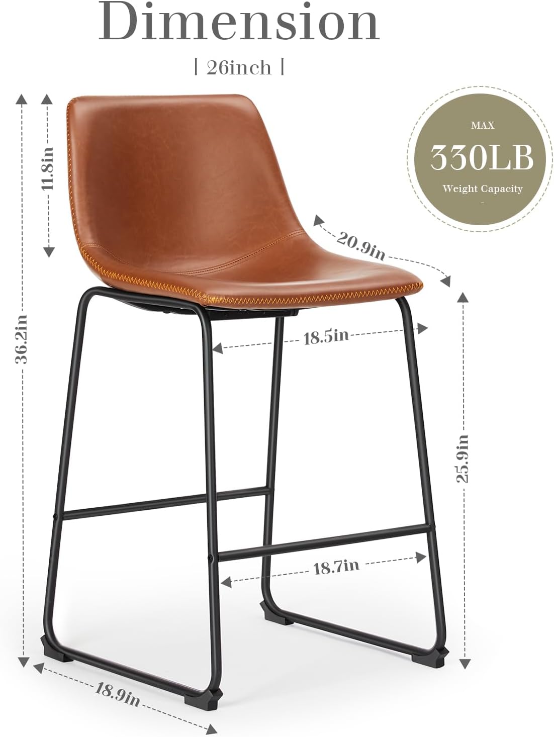 Brown Metal Leg Counter Stools Set of 4