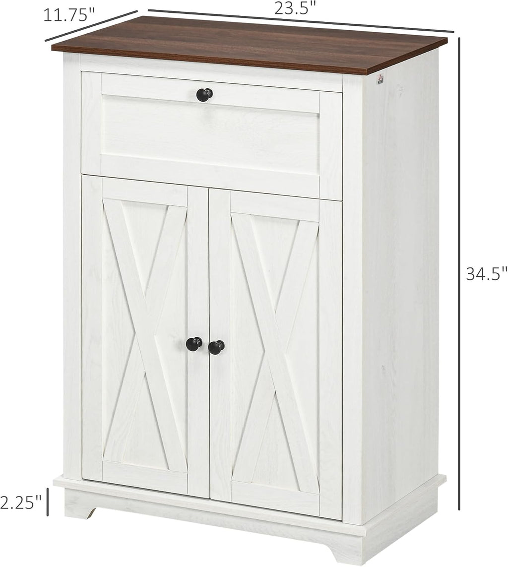White Barn Door Storage Cabinet