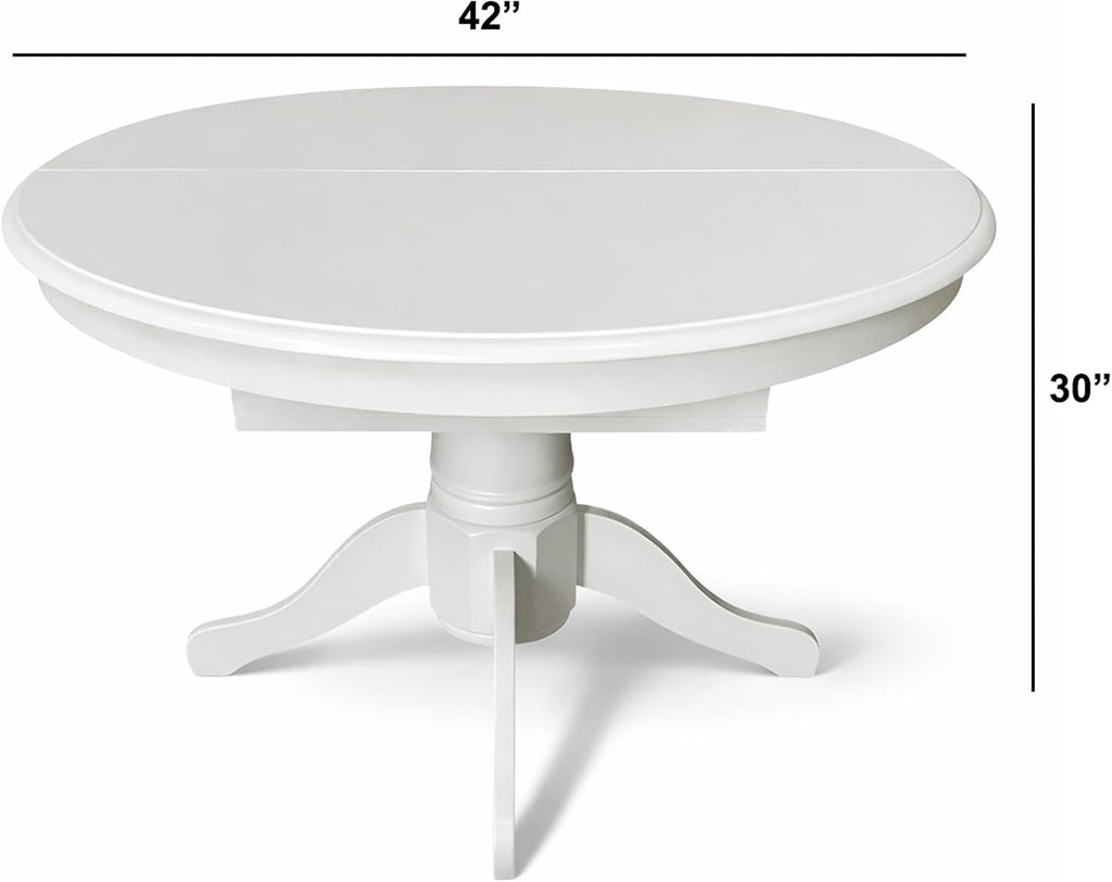 White Rubberwood Extendable Oval Dining Table 60 Inch