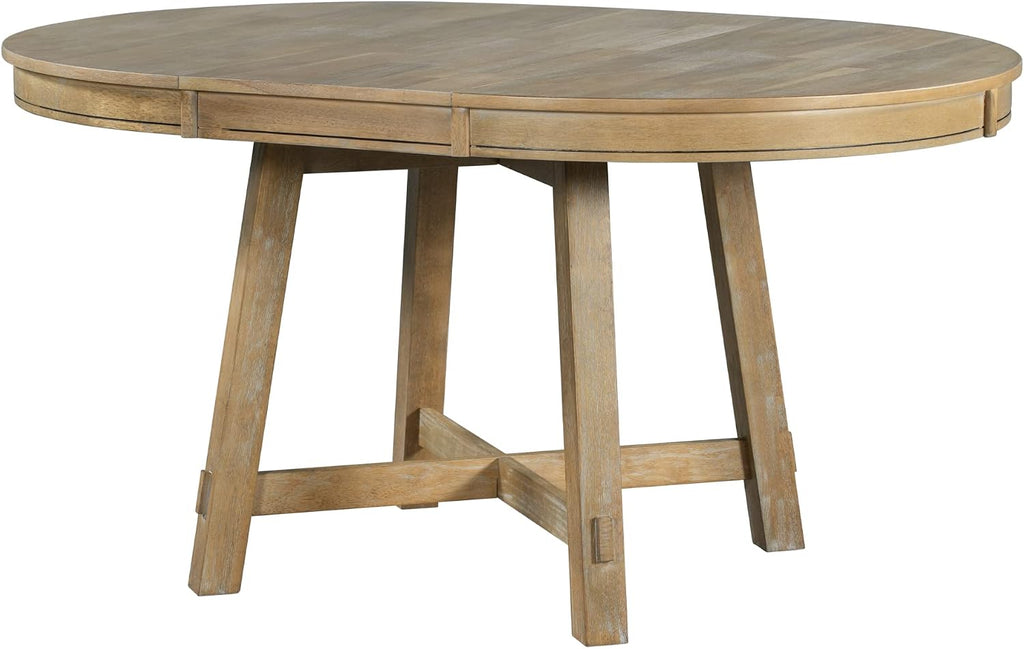 Natural Farmhouse Extendable Oval Dining Table for 4-8