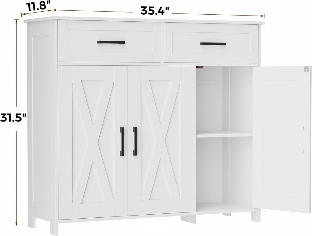 White Farmhouse Coffee Bar Sideboard