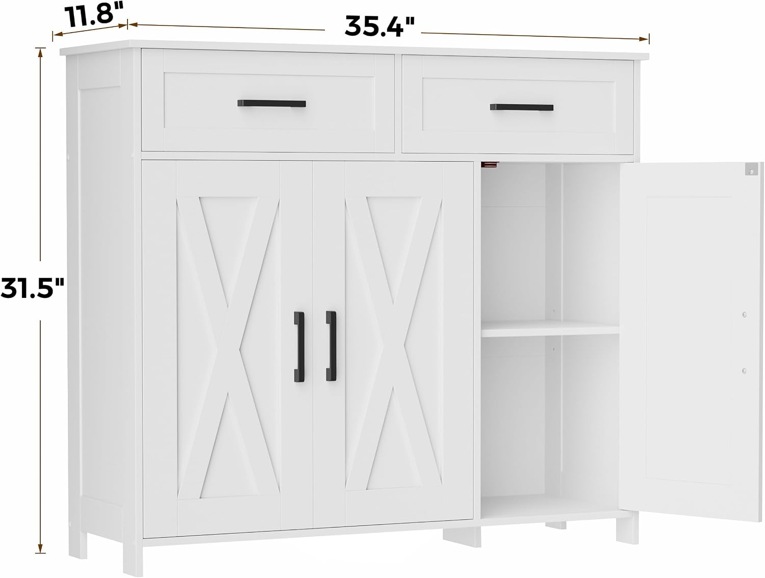 White Farmhouse Coffee Bar Sideboard