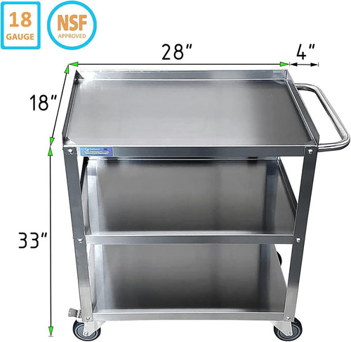 3-Tier Stainless Steel Rolling Cart