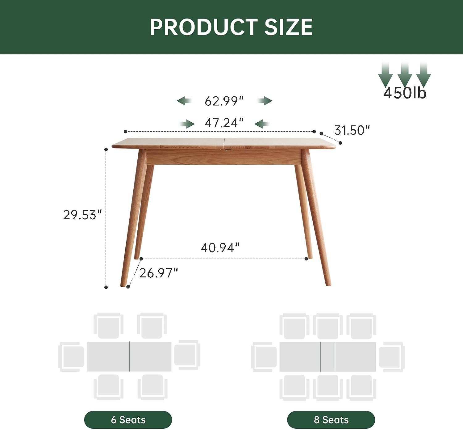 Natural Oak Extendable Dining Table Mid Century Modern
