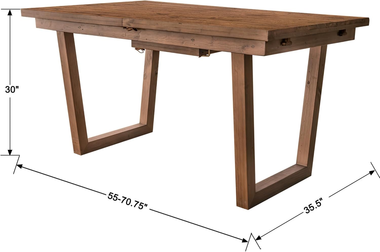 Walnut Reclaimed Pine Extendable Dining Table U-Shaped Leg