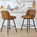Saddle Brown High Back Swivel Counter Stools Set of 2