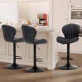 Black Adjustable Swivel Bar Stools Set of 3