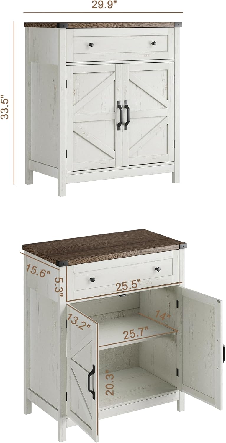 White Farmhouse Coffee Bar Sideboard