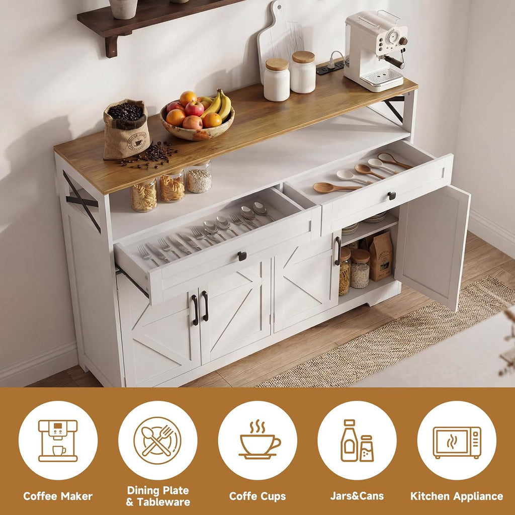 White Farmhouse Charging Station Sideboard