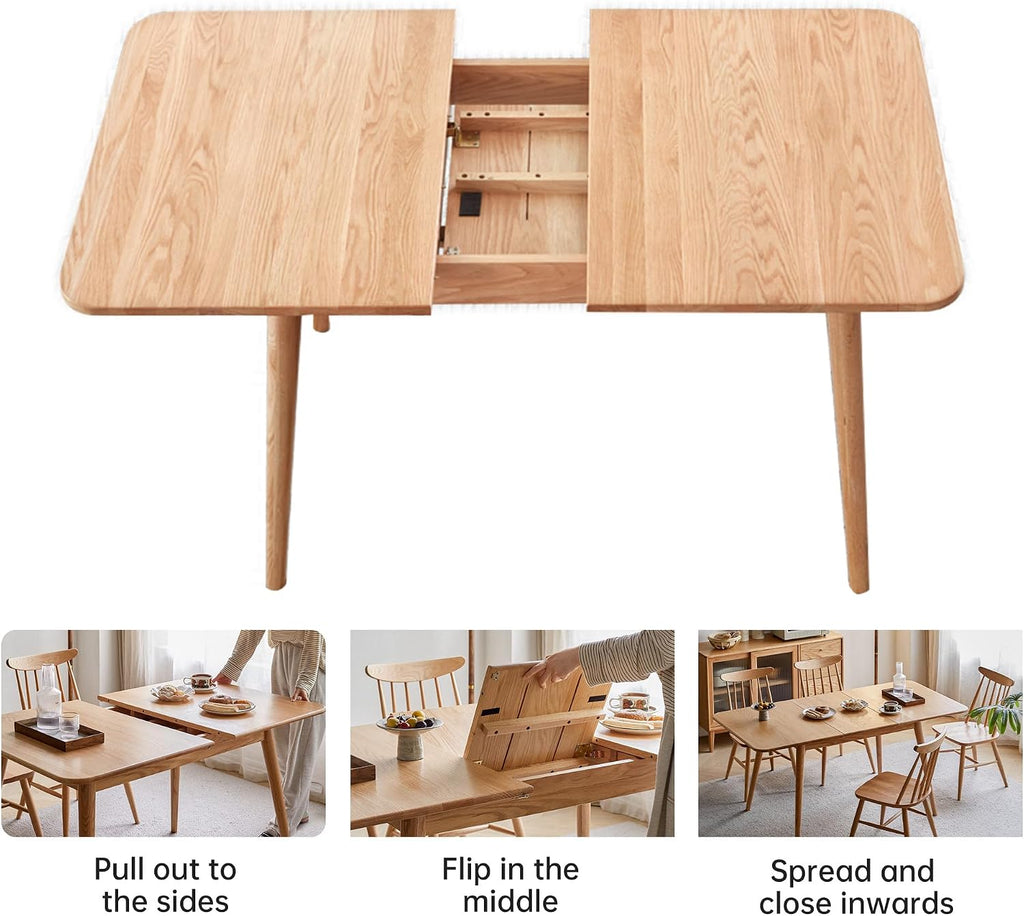 Natural Oak Extendable Dining Table Mid Century Modern