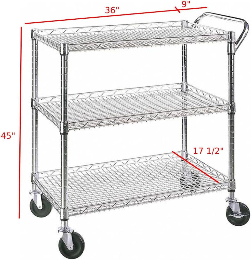 3-Tier Heavy Duty Metal Rolling Cart