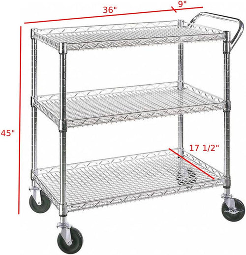 3-Tier Heavy Duty Metal Rolling Cart
