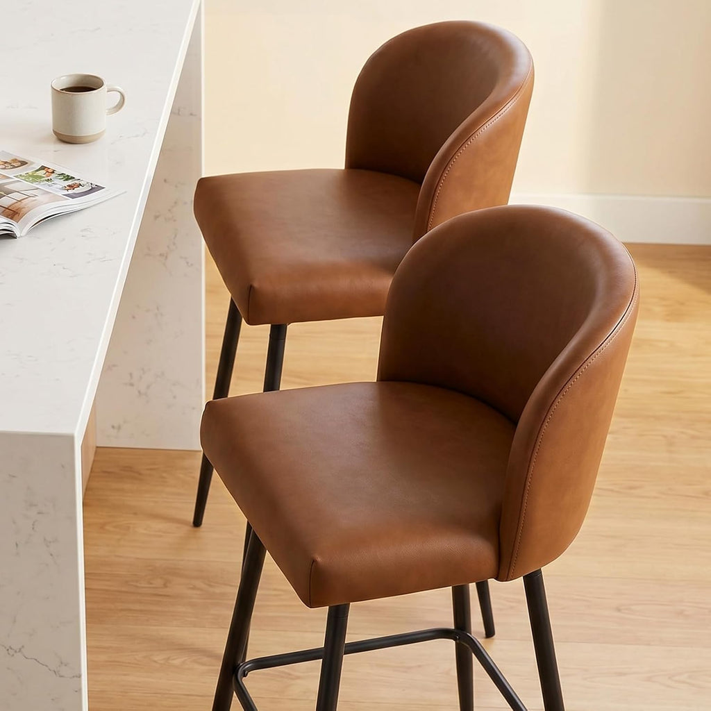 Walnut Brown Swivel Bar Stools Set of 4