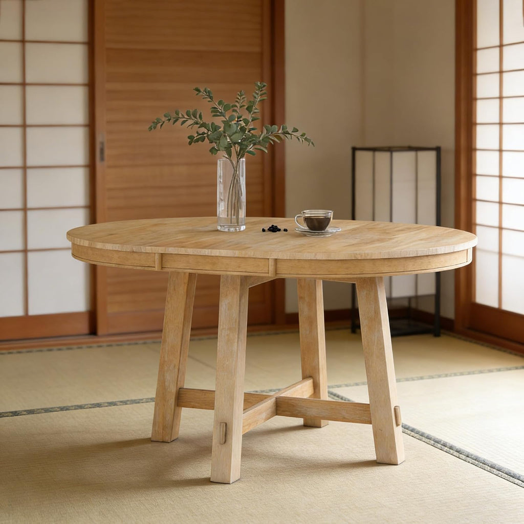 Natural Wash Farmhouse Oval Extendable Dining Table