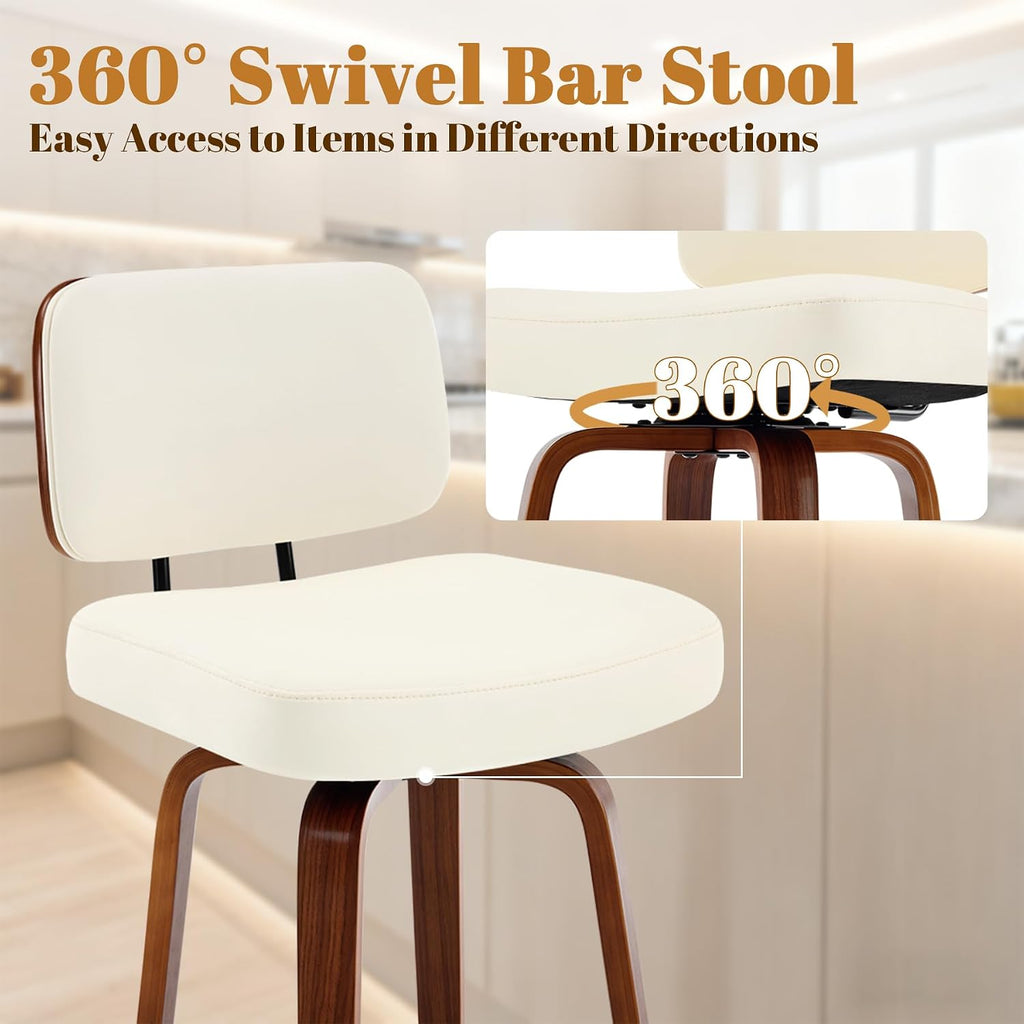 Cream White Bentwood Swivel Counter Stools Set of 2