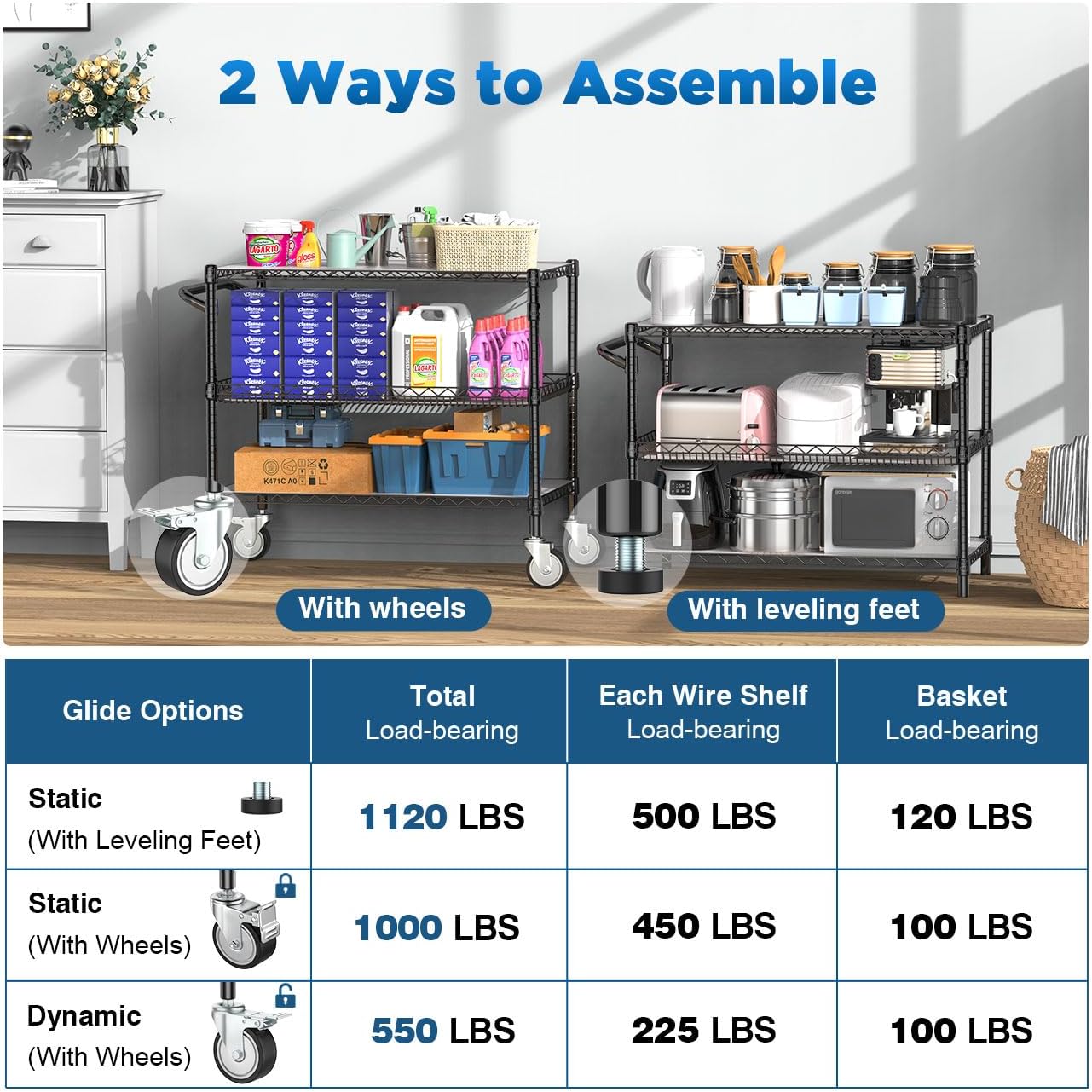Black Heavy Duty Rolling Storage Cart