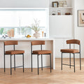 Brown Curved Back Counter Stools Set of 3