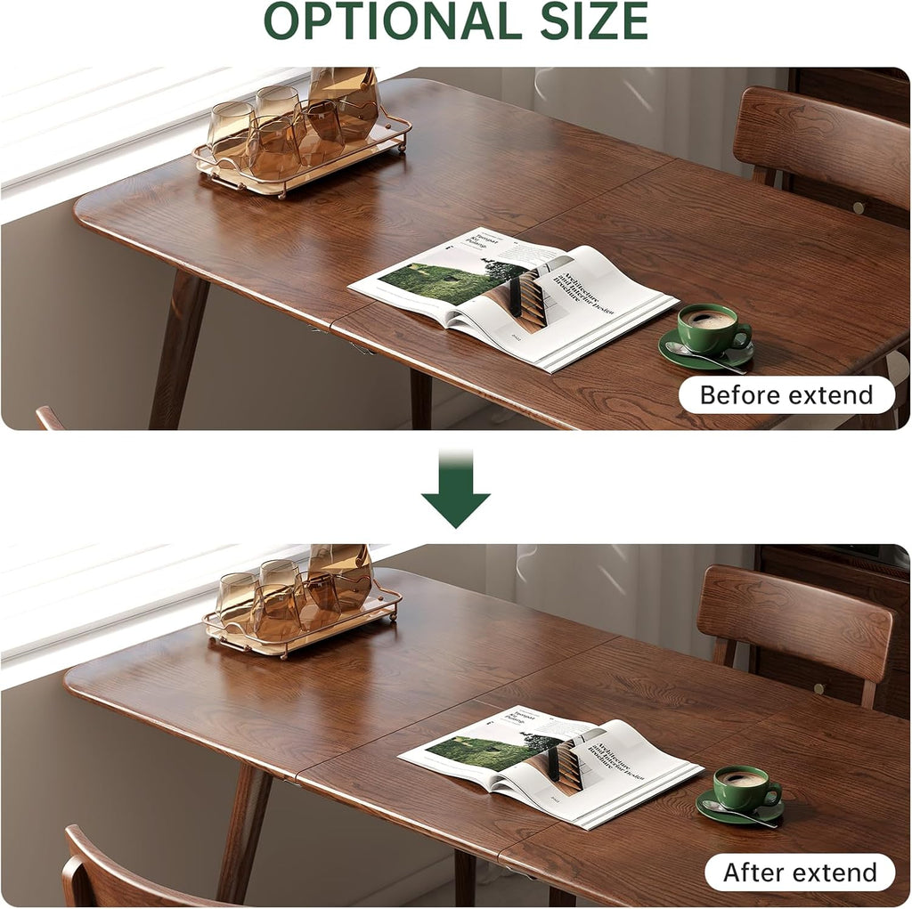 Walnut Oak Mid Century Extendable Dining Table 47-63 Inch