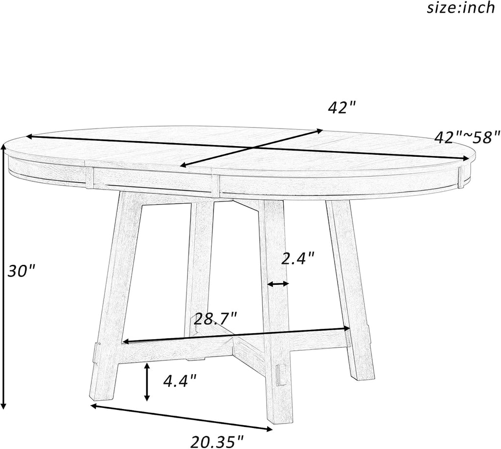 Natural Farmhouse Extendable Oval Dining Table for 4-8