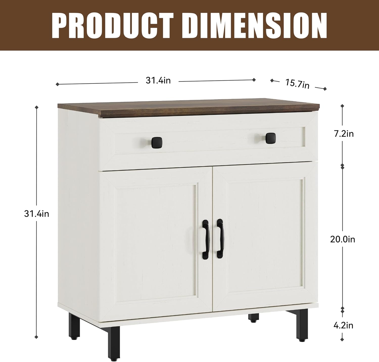 White Farmhouse Coffee Bar Sideboard