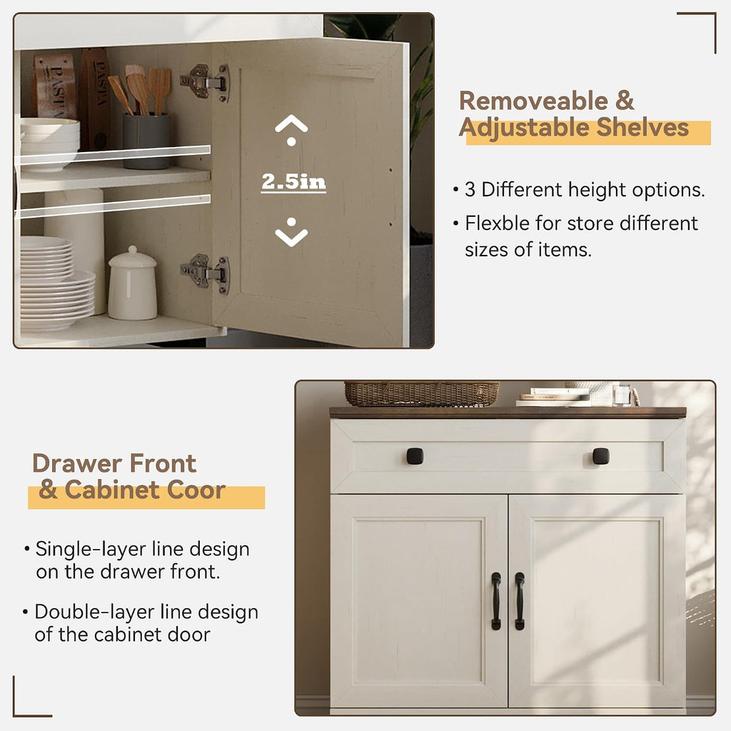 White Farmhouse Coffee Bar Sideboard