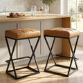 Walnut Brown Backless Counter Stools Set of 2
