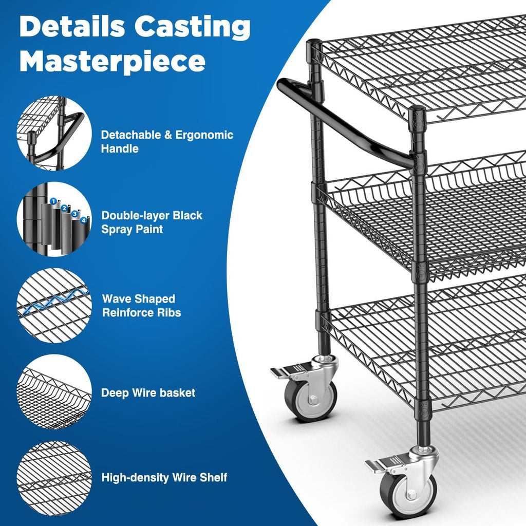 Black Heavy Duty Rolling Storage Cart