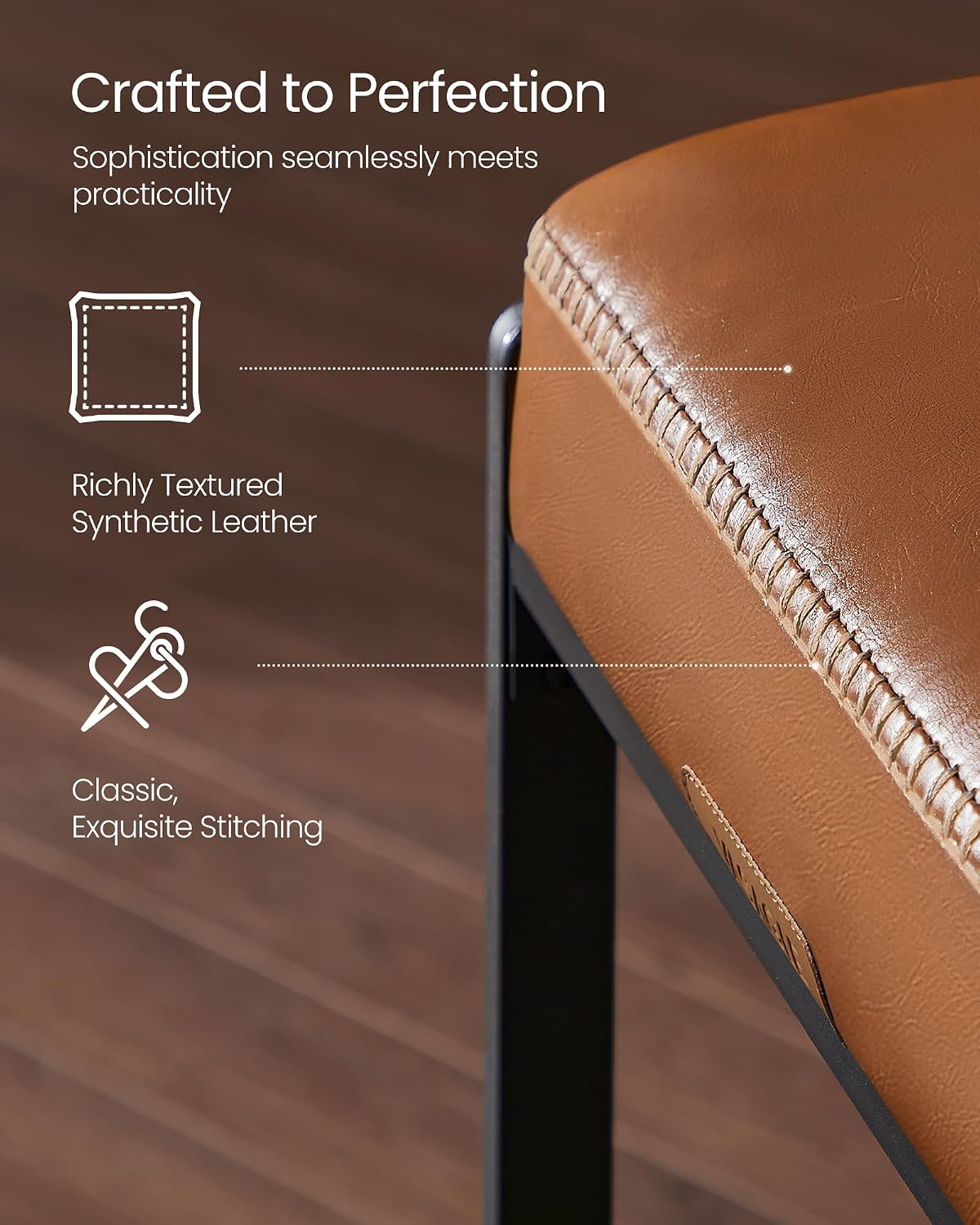 Caramel Brown Stitched Counter Stools Set of 2