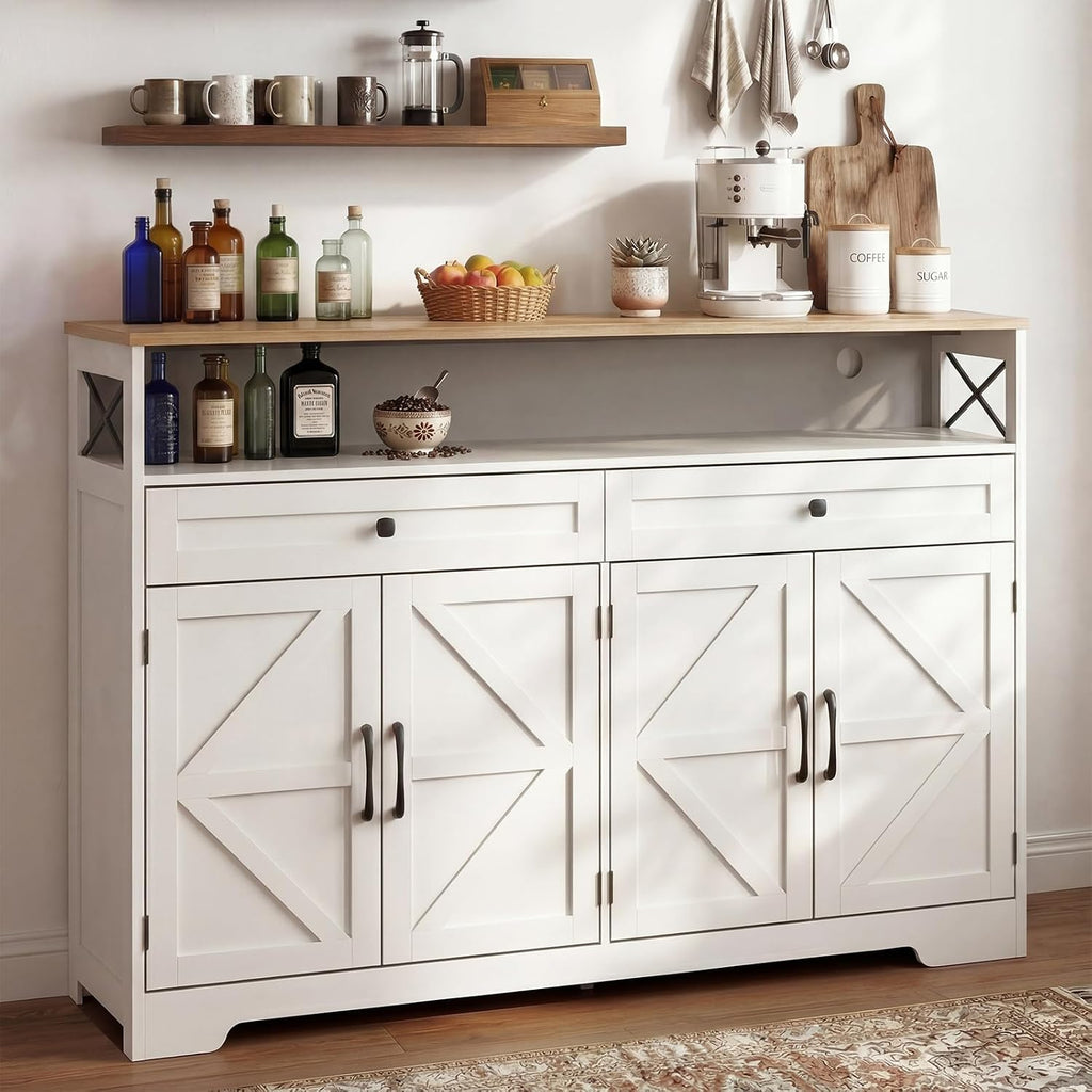 White Farmhouse Charging Station Sideboard