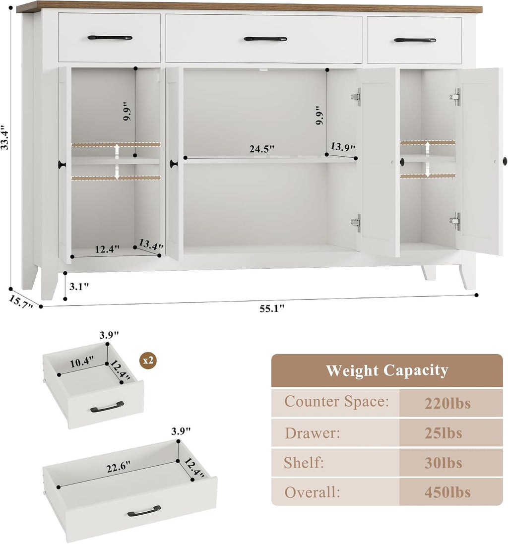 White Farmhouse Storage Sideboard