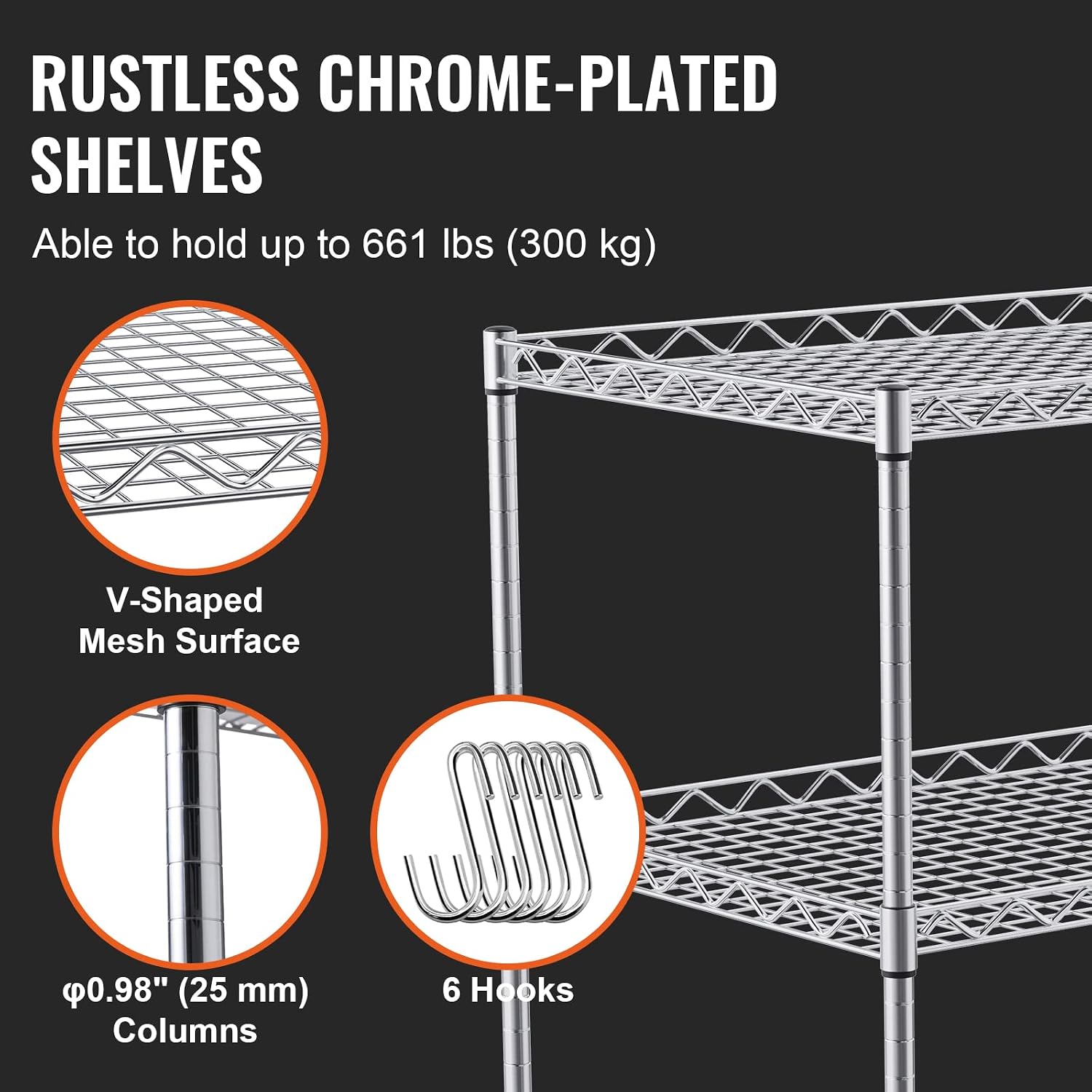 3-Tier Steel Rolling Kitchen Cart