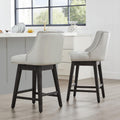 Creamy Grey Wood Leg Swivel Counter Stools Set of 2