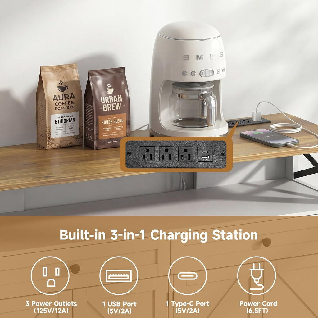 White Farmhouse Charging Station Sideboard
