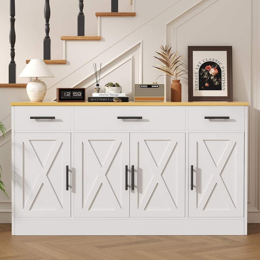 White Farmhouse Coffee Bar Sideboard