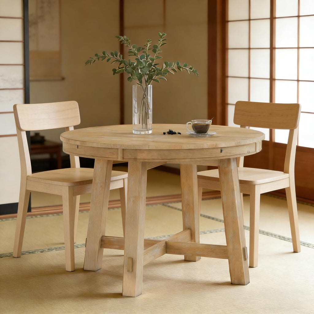 Natural Wash Farmhouse Oval Extendable Dining Table