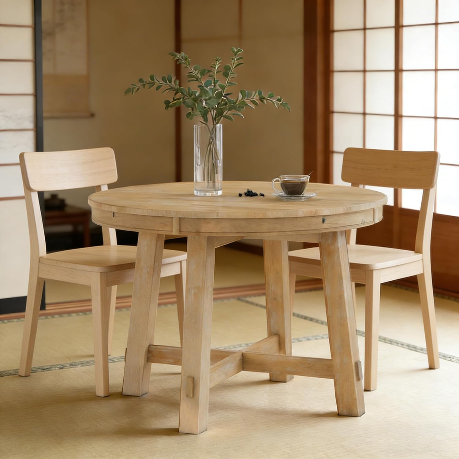 Natural Wash Farmhouse Oval Extendable Dining Table