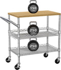 Wood Metal Rolling Kitchen Cart