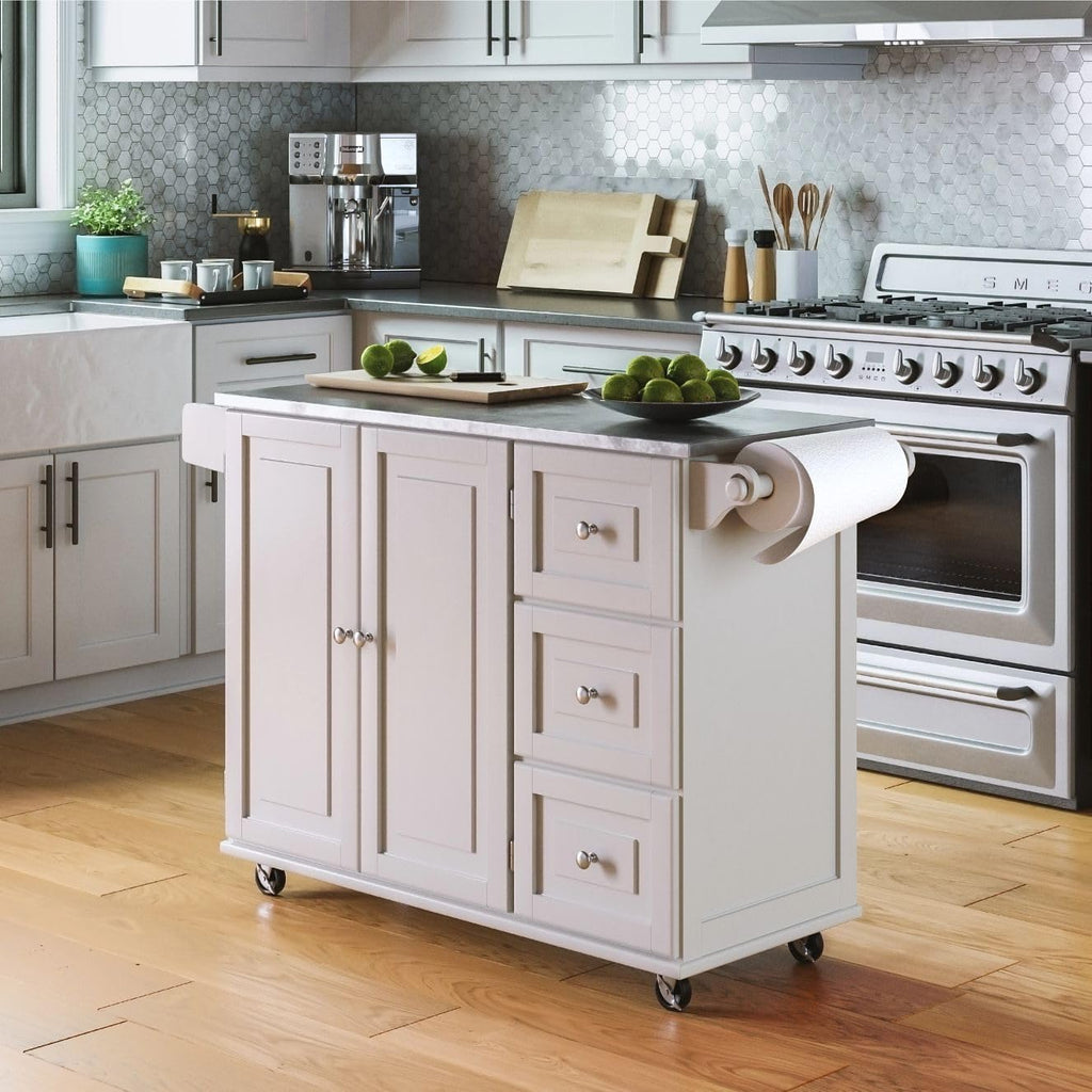 Off White Stainless Steel Kitchen Island